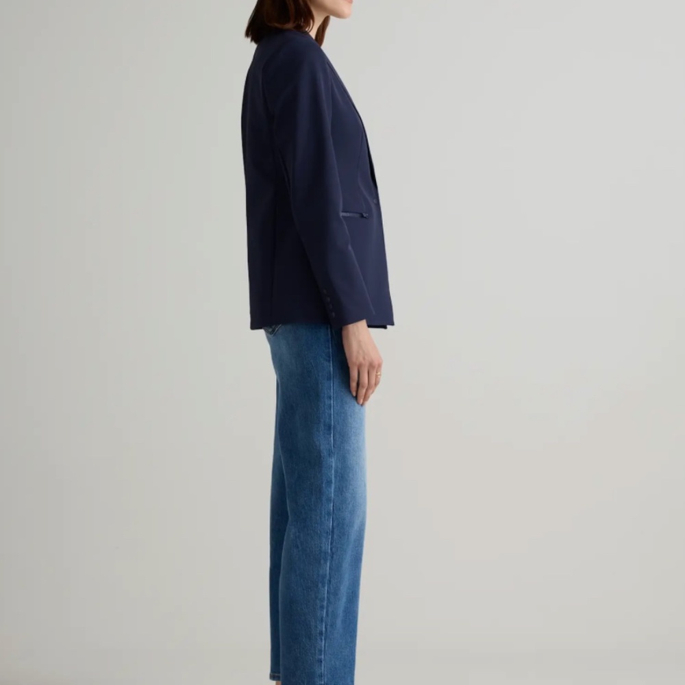 NWT Quince Navy Scuba Single Breasted Convertible Blazer - Picture 5 of 7